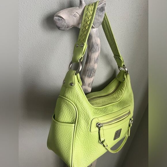 Like new!  Soft Lime Green MCM Hobo Shoulder Bag and MCM Dustbag - Picture 5 of 13
